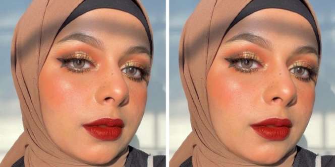 Merah Menyala Riasan Bibir ala Dilla Jaidi