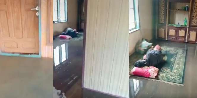 Pria Ini Tetap Santuy Meski Rumah Kebanjiran, Netizen: Itu Ngompol atau Ngiler