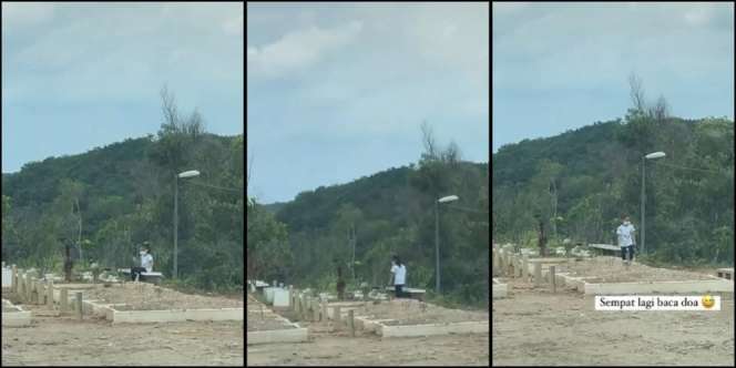 Lepas Rindu di Pusara Kakek, Cucu Kesayangan Tak Mau Tinggalkan Pemakaman