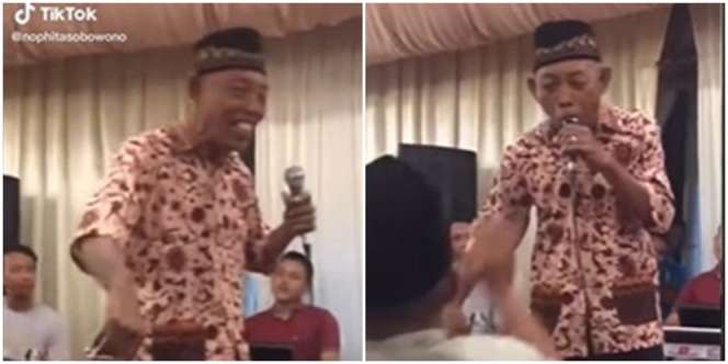 Auto Ngakak, Si Kakek Lagi Asyik Nyanyi Mic Kesenggol Langsung Masuk Mulut