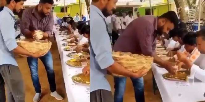 Aksi Bagi-bagi Nasi di Acara Hajatan Ini Bikin Mual, Kayak Kasih Makan Ayam