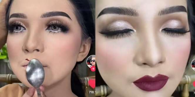 MUA Kreatif, Bikin Aplikasi Lipstik ala Biduan Pakai Sendok