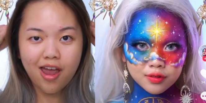 Viral Transformasi Makeup Warna-warni Bertema Astrologi