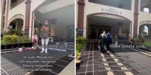Bikin Salut, Anak Ini Sambut dan Jaga Sandal Orang yang Datang ke Masjid