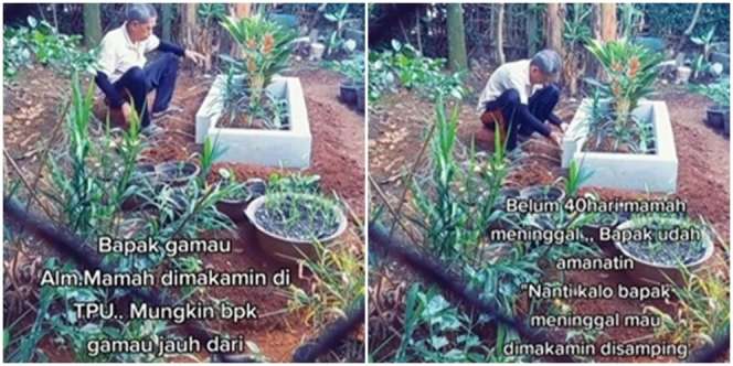 Pesan Menyesakkan Bapak yang Bangun Sendiri Makam Istri Dekat Rumah