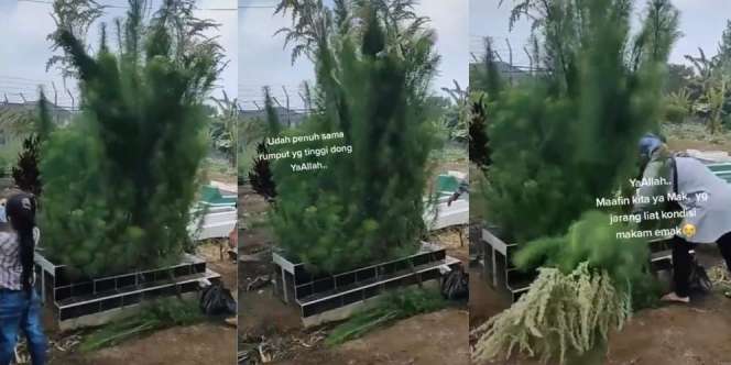 Jarang Ziarah Kubur, Pemuda Syok Lihat Kondisi Makam Ibunda Tercinta: Maafin Kita ya Mak!