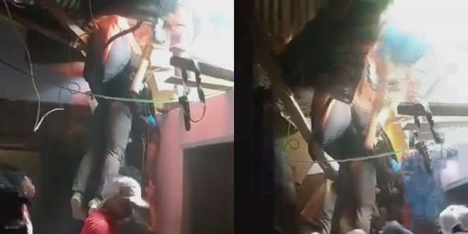Detik-Detik Atlet Gantole Kontingen PON Asal Sumbar Jatuh di Atap Rumah Warga