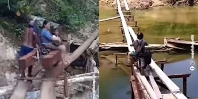 Skill Tingkat Dewa, 'Rossi dan Marc Marquez Bisa Nangis Lihat Kelihaian Pemotor di Papua Lewati Jembatan Ini'