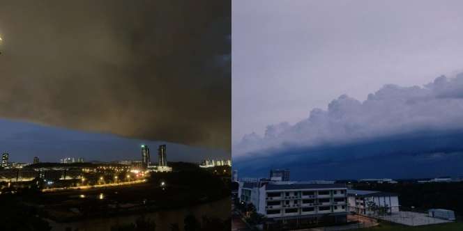 Viral Penampakan Gumpalan Awan Hitam Pekat Menggulung, Langit Seolah Terbelah