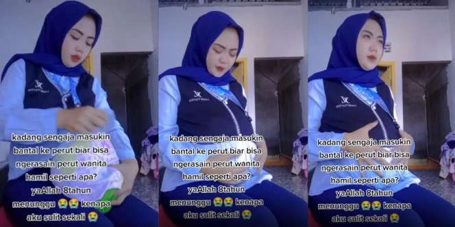 8 Tahun Menikah Belum Punya Anak, Wanita Ini Masukkan Bantal untuk Merasakan Perut Ibu Hamil
