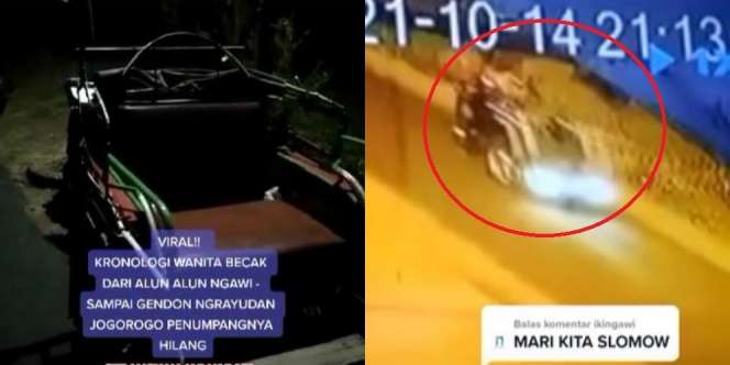 Merinding! Wanita Malam-Malam Naik Becak Tiba-Tiba Hilang, Terekam CCTV Wajahnya Seram