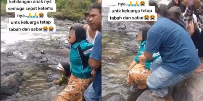 Memilukan, Tangis Histeris Ibu Panggil Anaknya yang Hilang di Air Terjun Sumut