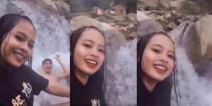 Merinding, Asyik Mandi di Sungai, Wanita Ini Rekam Sosok Seram Lagi Ngintip di Balik Semak