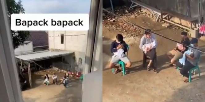 Aksi Bapak-Bapak Jemur Bayi Jadi Sorotan, Asyik Ngerumpi Kayak Emak-Emak