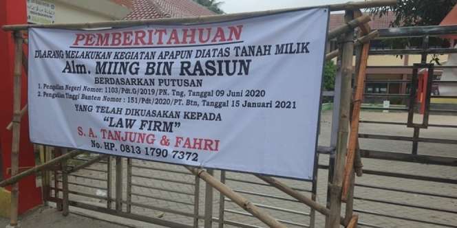 Disegel Pemilik Lahan, SD di Tangerang Tak Bisa Gelar PTM Terbatas