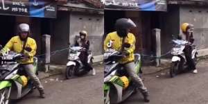 Driver Ojol Bantu Tarik Motor Cewek, Alat yang Dipakai Bikin Kesal!