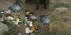 Temukan Sesajen Ritual Klenik di Jalur Pendakian, Saat Mau Dimakan Ini yang Terjadi