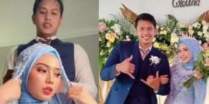 Viral Pengantin Merias Wajah dan Menata Hijab Sendiri Saat Resepsi, Hasilnya Bikin Takjub!