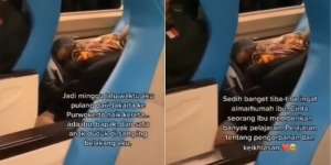 Haru, Ibu Ini Rela Tidur di Lantai Kereta demi Sang Anak