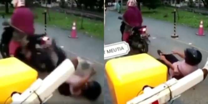 Video The Power of Emak-Emak Lolos Terobos Palang Pintu RS, Apes Buat Bapak di Boncengan