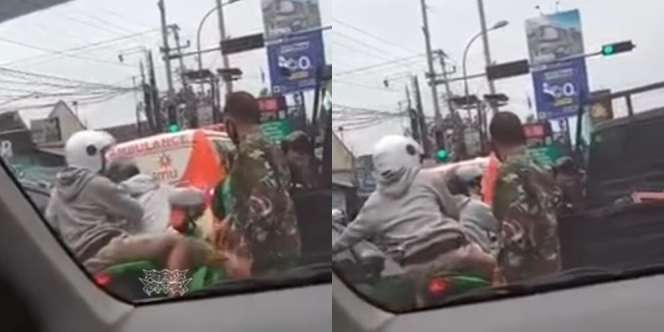 Pengendara Geber Knalpot Bising Pas Lampu Merah, `Kena Mental` Ditempeleng Tentara