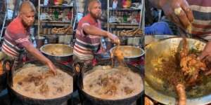 Viral Aksi Penjual Fried Chicken Kaki Lima 'Goreng' Ayam Pakai Tangan Kosong