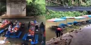 Viral Tempat Makan di Tengah Sungai, Endingnya Bikin Syok!