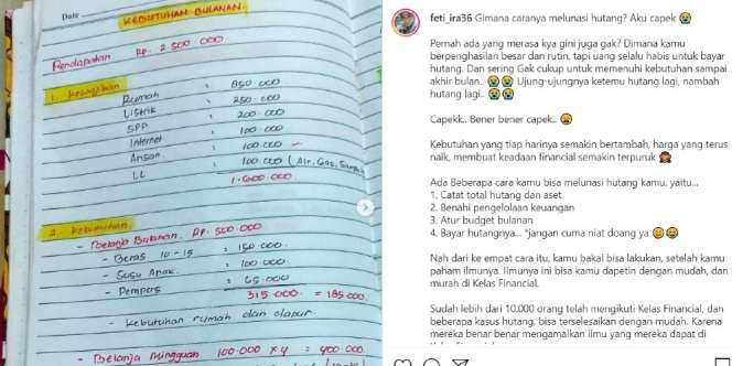 Viral Coretan Pengeluaran Keluarga Cuma Rp2 Jutaan, Bisa Bayar Cicilan Rumah dan Belanja Bulanan