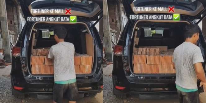Duh, Mobil Fortuner Dipakai Buat Ngangkut Batu Bata