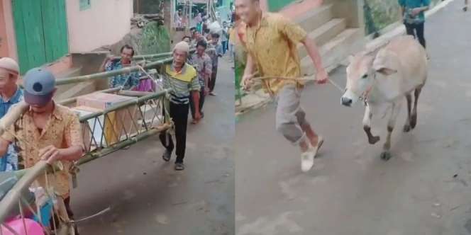 Viral Pernikahan Wong Brebes bak Pindahan Rumah, Seserahan yang Anter Warga Sekampung