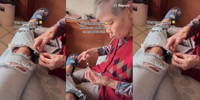 Lihat Cucu Pakai Celana Jeans Model Sobek-sobek, Aksi Gemas Sang Nenek Jadi Sorotan