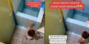 Bocah Ini Terkunci di Kamar Mandi, Bukannya Takut Malah Dadah-Dadah, Warganet: Gregetan!