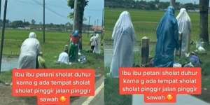 Viral Ibu-Ibu Petani Laksanakan Sholat di Pinggir Sawah, Tuai Decak Kagum Warganet!
