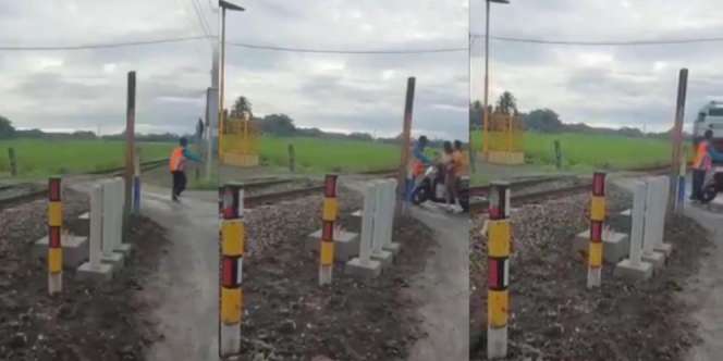 Pria Viral Penyelamat Pemotor Terobos Perlintasan Kereta Api, Upah Cuma Rp5 Ribu per Hari, Dibayar Setahun Sekali