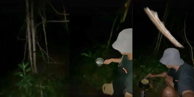 Ditonton 12 Juta Kali! Lagi Kemah Kelaparan, Si Cowok Nekat Masak Mi Instan di Tengah Hutan Jam 1 Malam