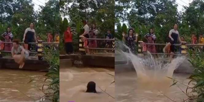 Kumpulan Emak-emak Nostalgia Main di Kali Bikin Ngakak, Netizen: Kalau Hanyut Nyusahin Basarnas