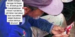 Terharu, Kakek Ini Bungkus Lauk Jatahnya dari Tempat Kerja Untuk Istri di Rumah