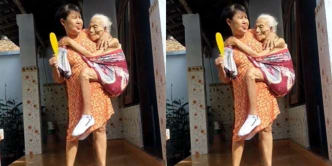 Video Wanita Gendong Ibunya Seperti Bayi Bikin Haru: 'The Real Surga di Telapak Kaki Ibu'