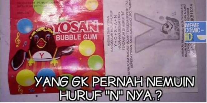 Bukan Hoaks, Huruf 'N' di Bungkus Permen Karet Yosan Ternyata Benar-benar Ada