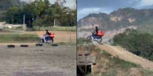 Aksi Driver Bawa Pesanan di Sirkuit Motocross Ini Bikin Ngakak, Warganet: Motornya Terbang!