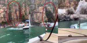 Brak! Video Mengerikan Bukit Berbatu Patah dan Timpa Kapal Jet Turis Berlibur di Kanyon Brasil