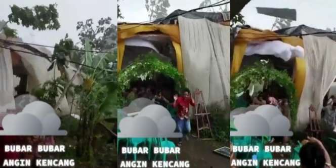 Pesta Pernikahan Bubar Diterpa Hujan dan Angin Kencang, Salfok Sama Bapak Lari Sambil Bawa Piring