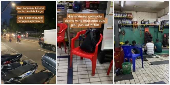 Viral! Seluruh Karyawan Sholat Maghrib dan Gelar Kajian, Cerita Bengkel Ini Bikin Hati Bergetar
