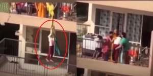 Tega Banget! Emak-Emak Nekat Pertaruhkan Nyawa Anak, Disuruh Gelantungan dari Lantai 10 hanya untuk Ambil Jemuran Jatuh