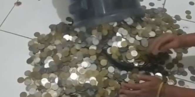 Nabung Uang Koin di Galon Selama Dua Tahun, Jumlah yang Terkumpul Bikin Syok