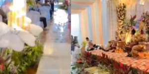 Tempat Resepsi Kebanjiran, Mempelai Dihibur Motif Kotor Karpet Jadi Artistik