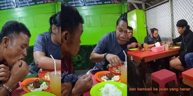 Viral Video Polisi Ajak Pria Tangan Terborgol Makan Pecel Ayam dengan Santai, 'Memanusiakan Manusia'