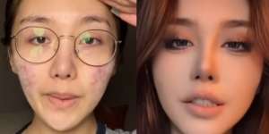 Trik Keren Riasan TikTokers Asal Cina Tutupi Jerawat, Kok Wajah Jadi Mirip Lucinta Luna?