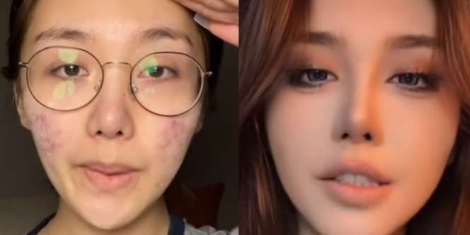 Trik Keren Riasan TikTokers Asal Cina Tutupi Jerawat, Kok Wajah Jadi Mirip Lucinta Luna?