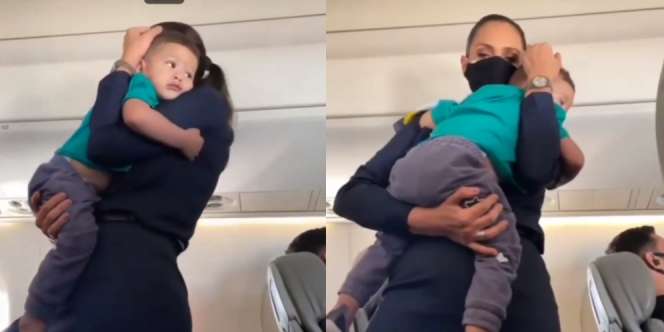 Viral Video Aksi Pramugari Tenangkan Anak yang Menangis Kejer hingga Tertidur Pulas